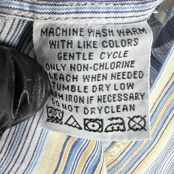 Tommy Bahama Mens L Indigo Palms Striped Front Back Graphic Button Up Shirt - Picture 14 of 15